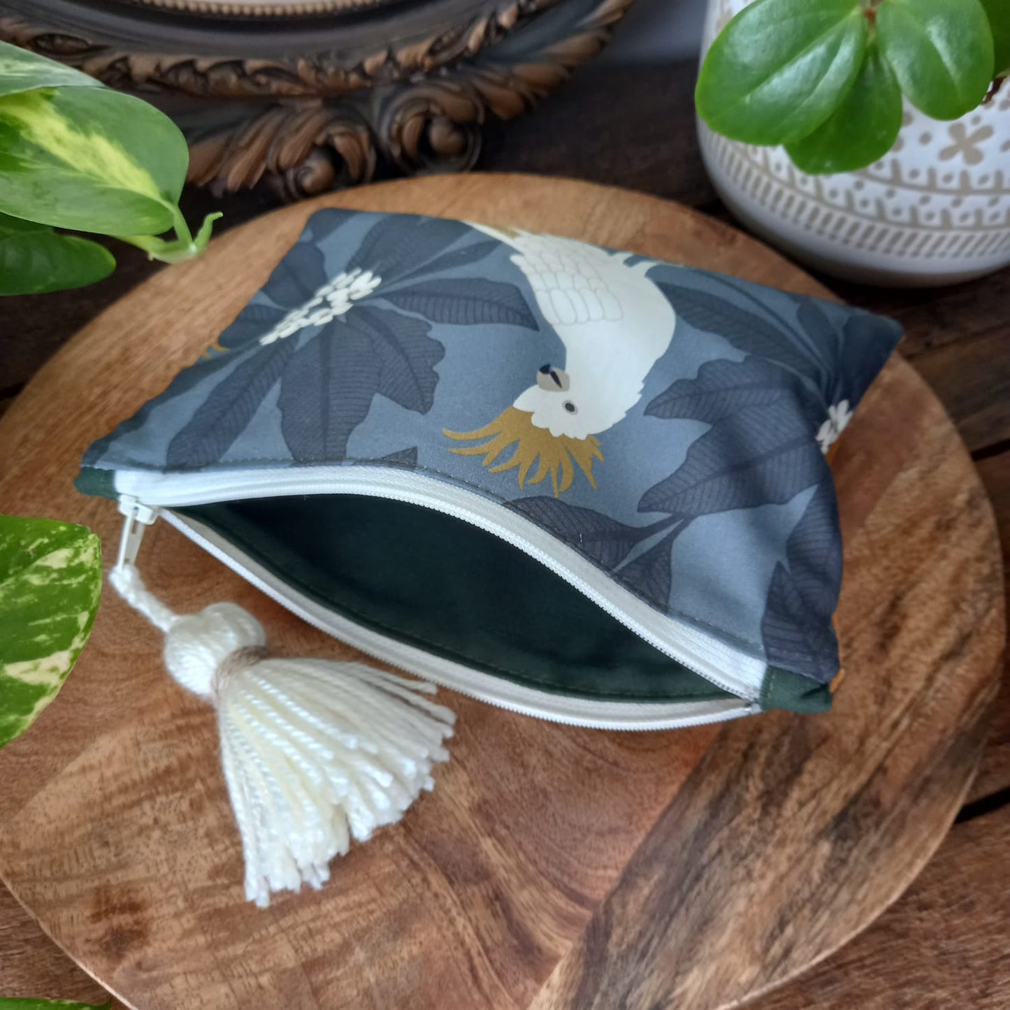 Cockatoo velvet Clutch
