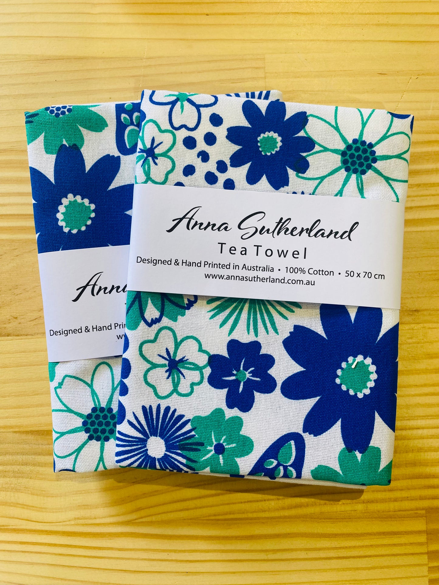Floral Design Cotton Tea Towels by Anna Sutherland