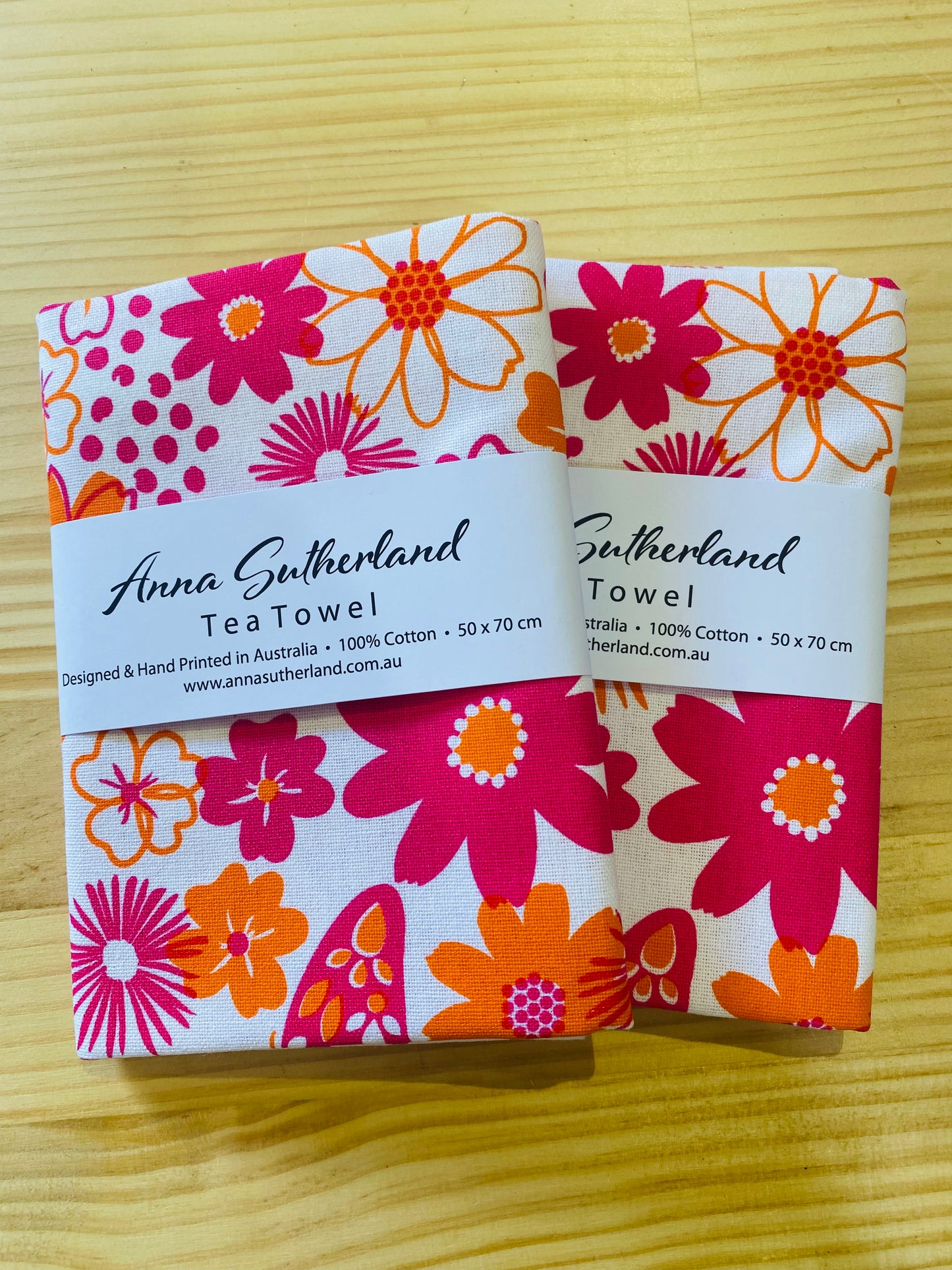Floral Design Cotton Tea Towels by Anna Sutherland