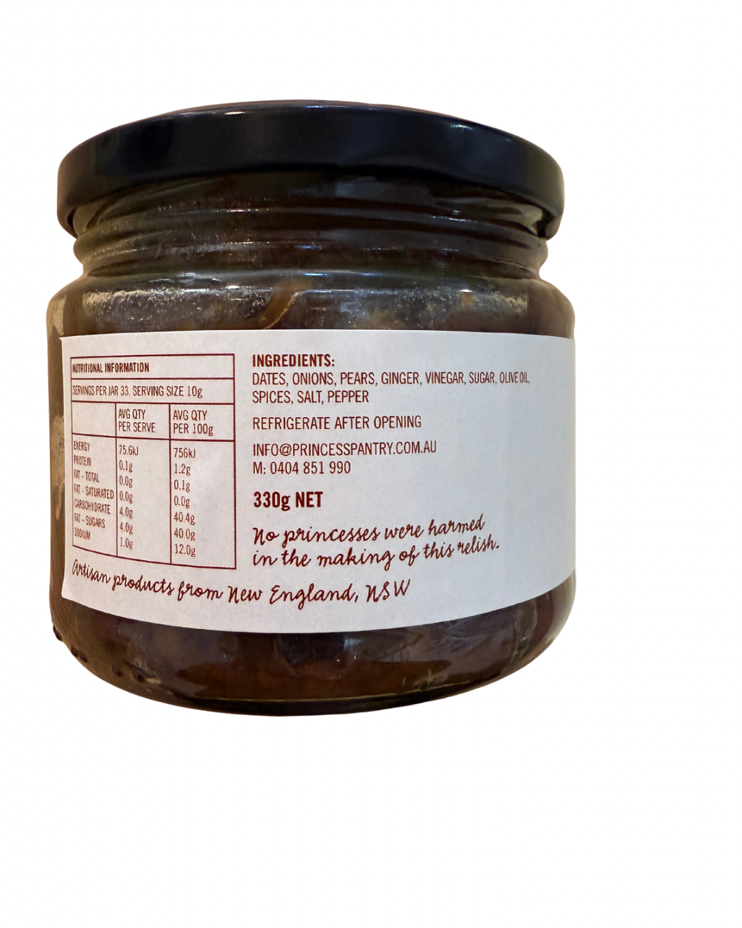 Sticky Date & Ginger Chutney 330g by Princess Pantry
