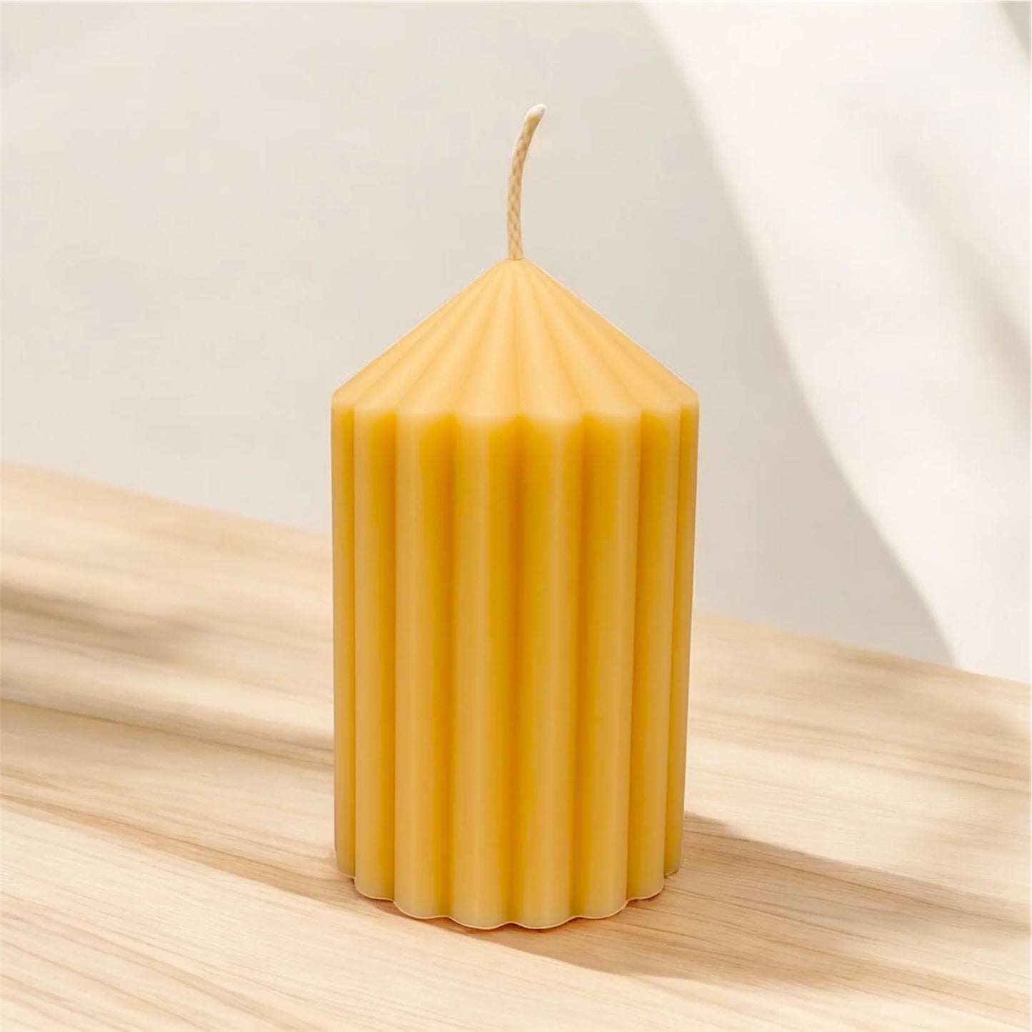 Fluted Beeswax Pillar Candle