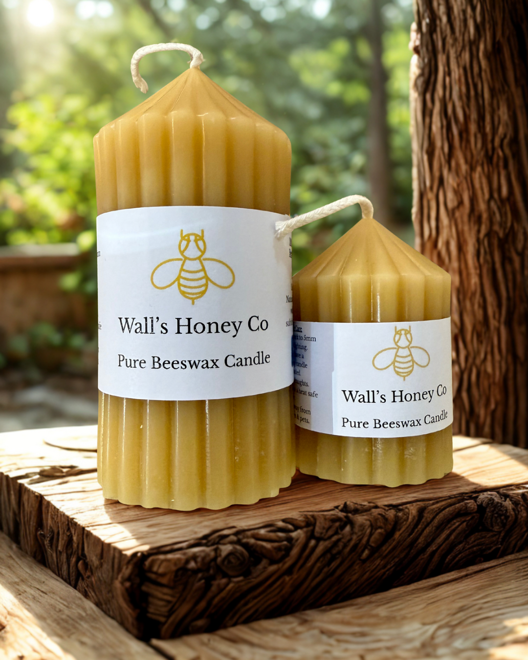Fluted Beeswax Pillar Candle