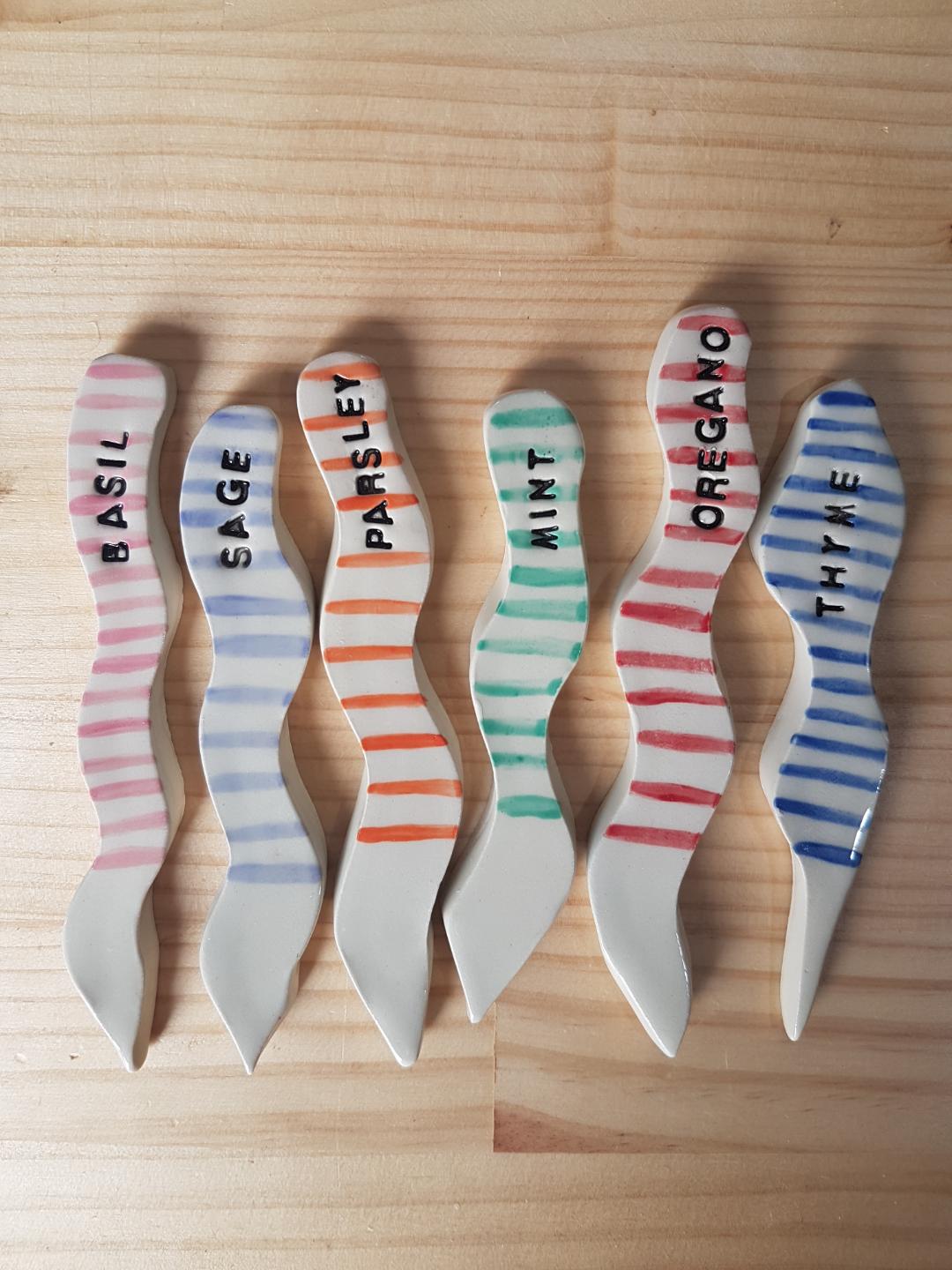 Striped Ceramic Plant / Garden Markers - 6 options
