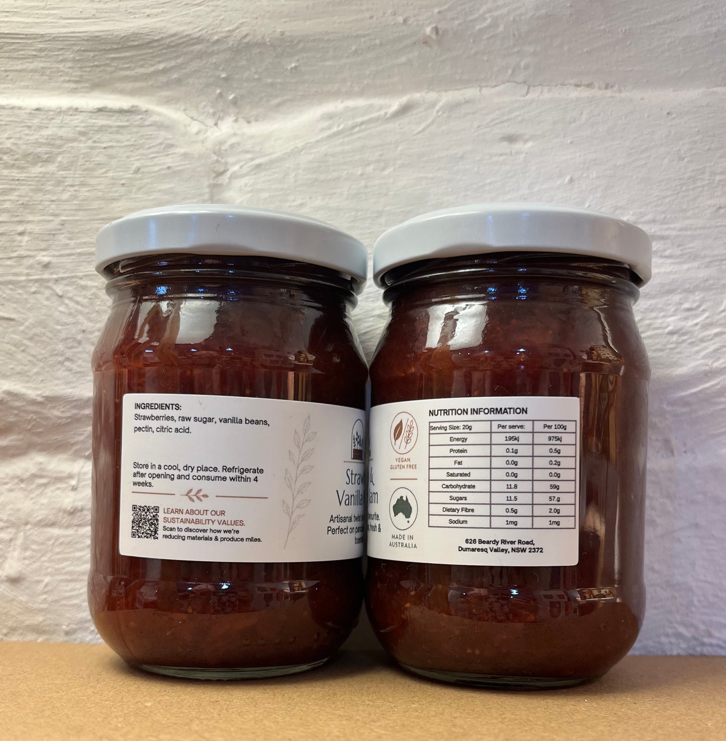Strawberry & Vanilla Bean Jam 250ml & 150ml by The Seasonal Companion