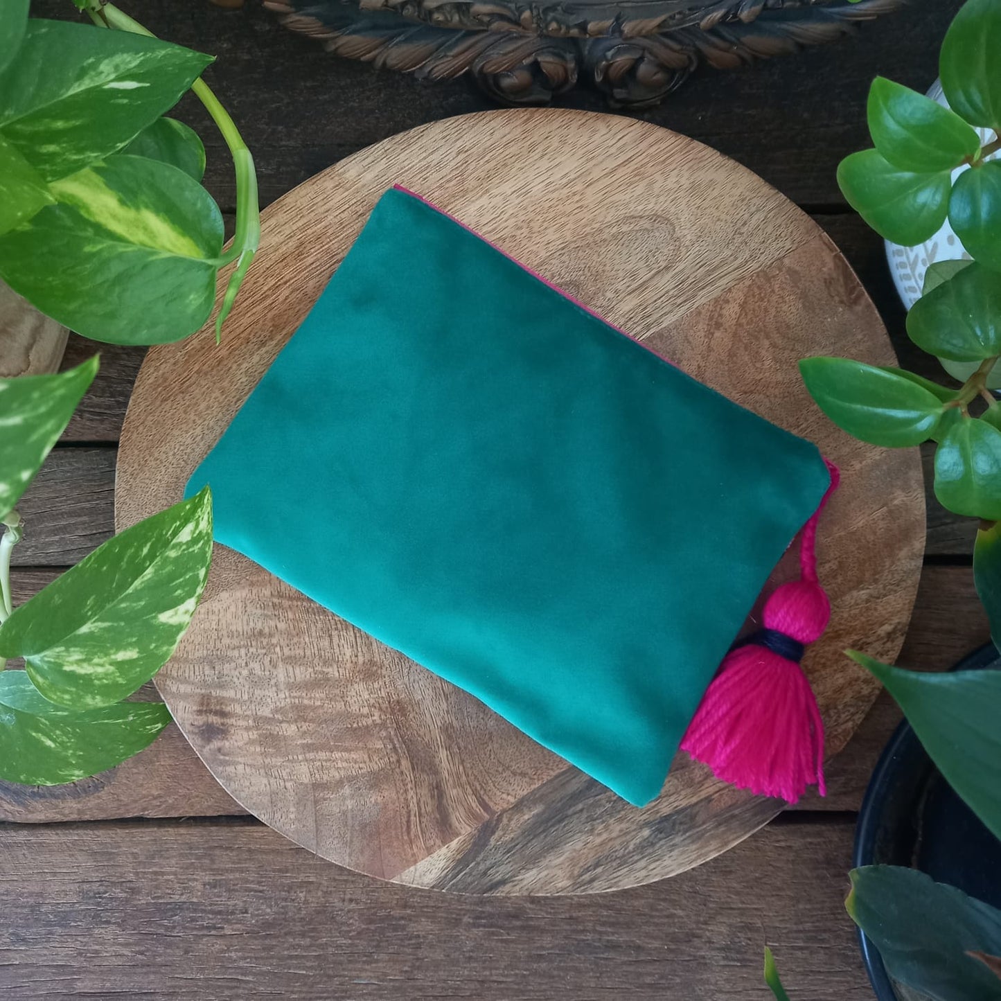 Pink velvet Clutch