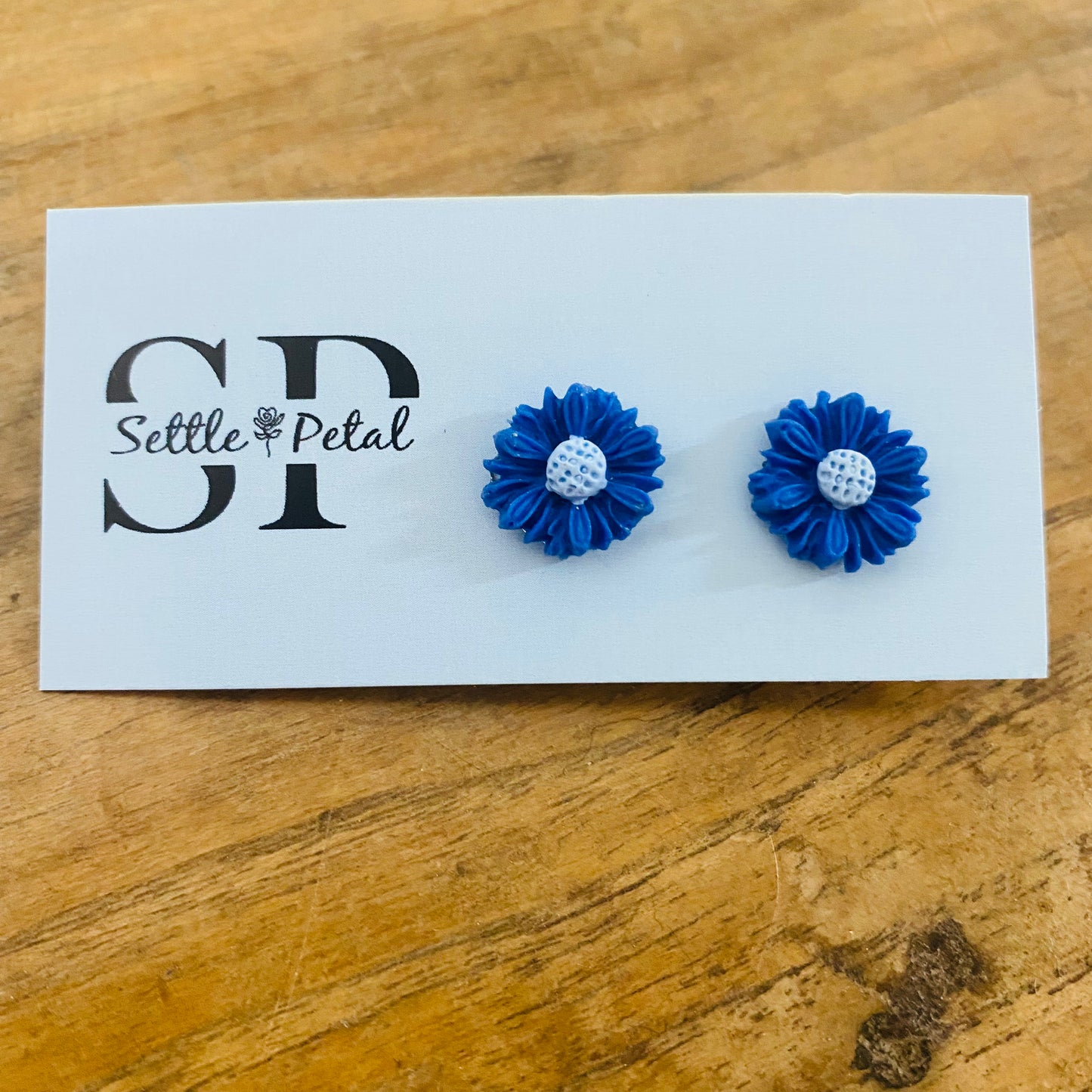 Flower Stud Earrings Blue
