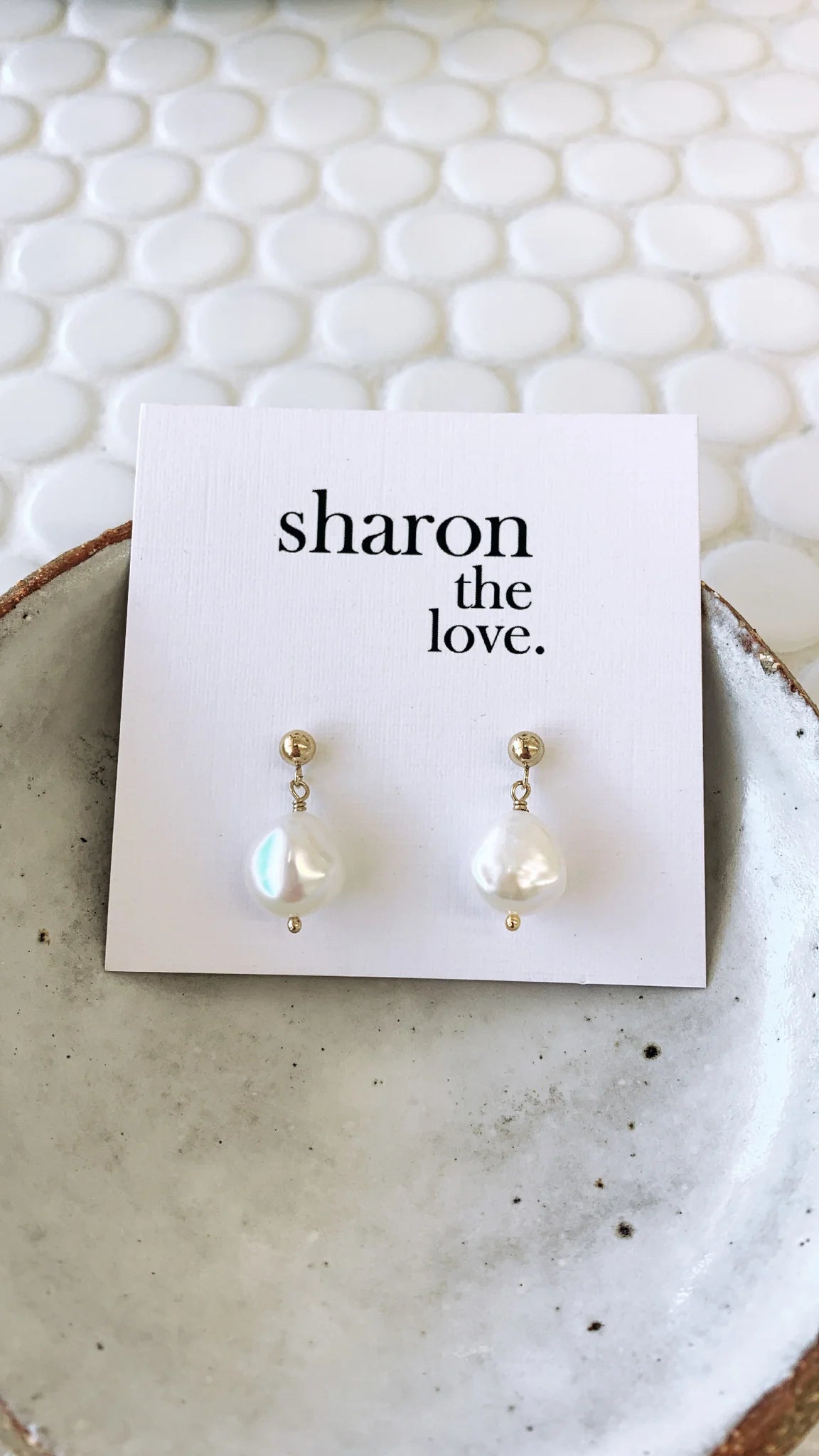 Ellie Classic Pearl Studs by Sharon the Love