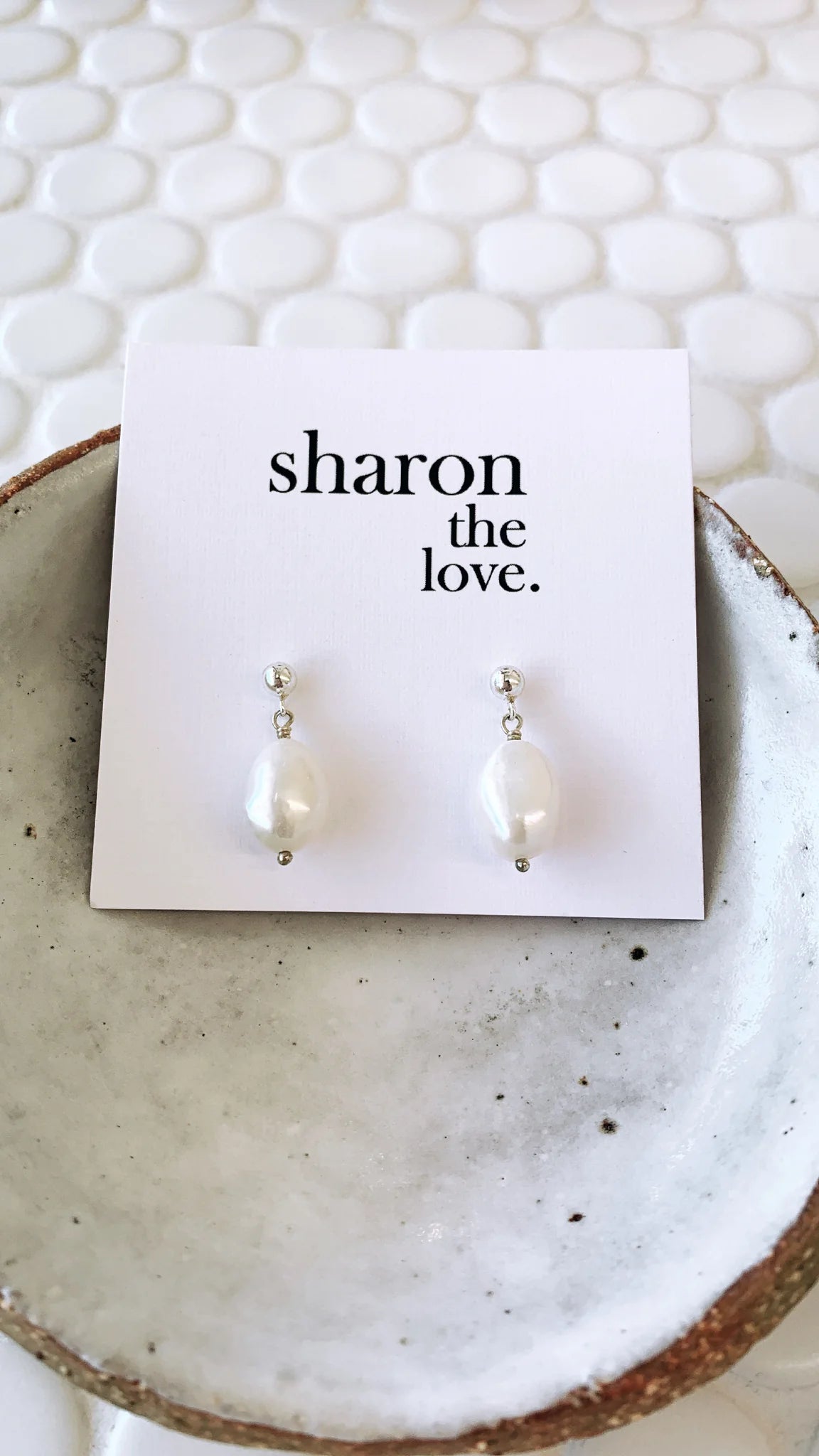 Ellie Classic Pearl Studs by Sharon the Love
