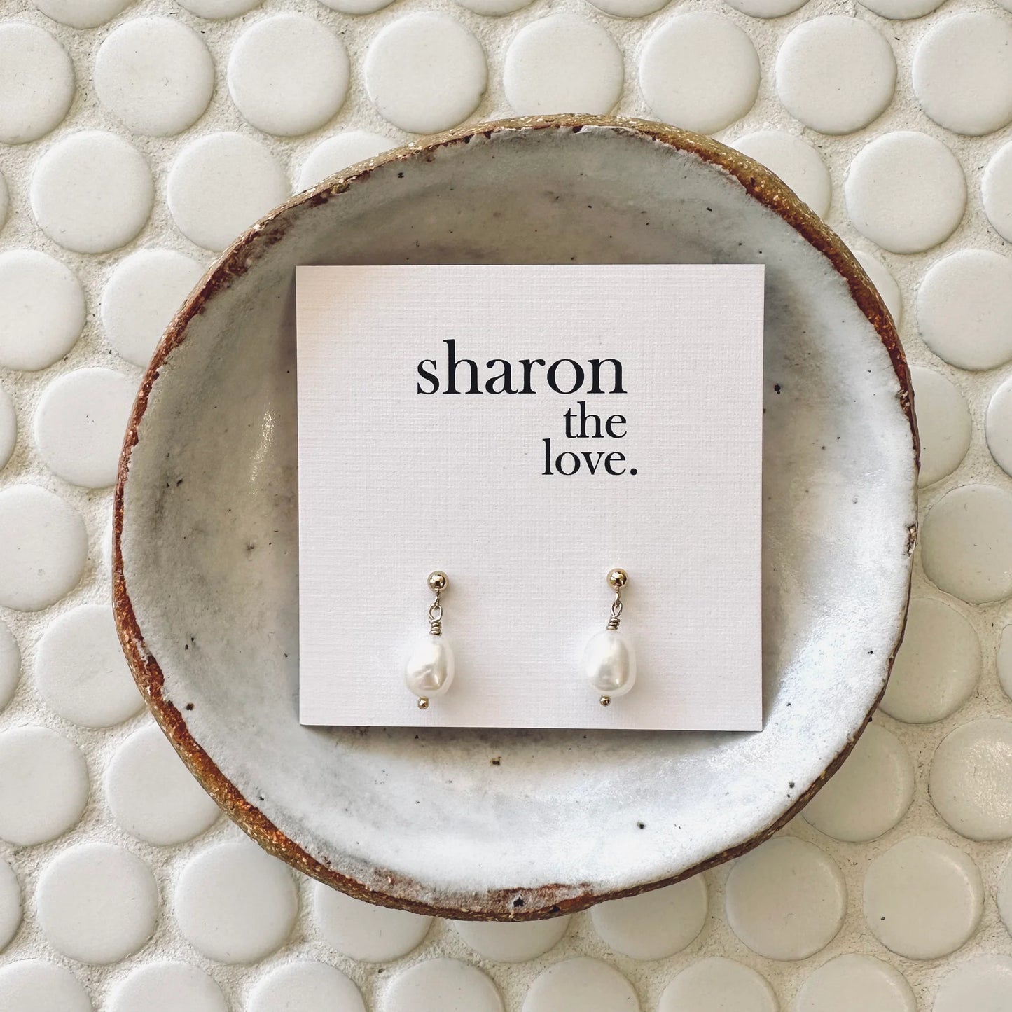 Petite Ellie Pearl Studs by Sharon the Love