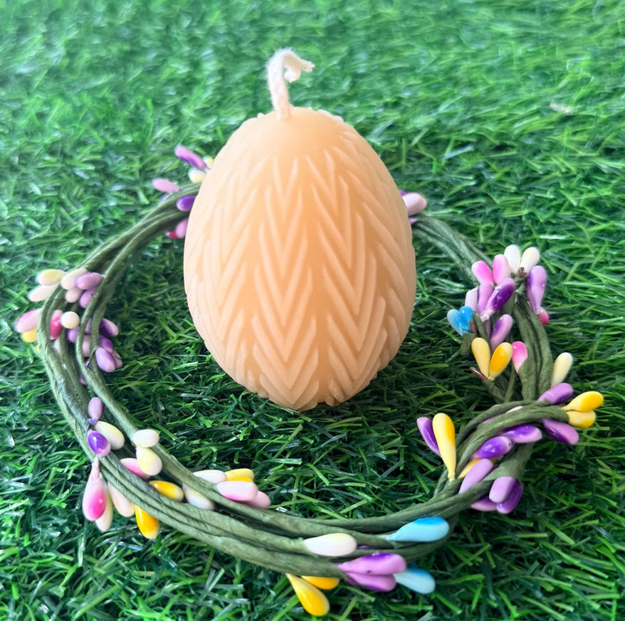 Chevron Egg Beeswax Candle
