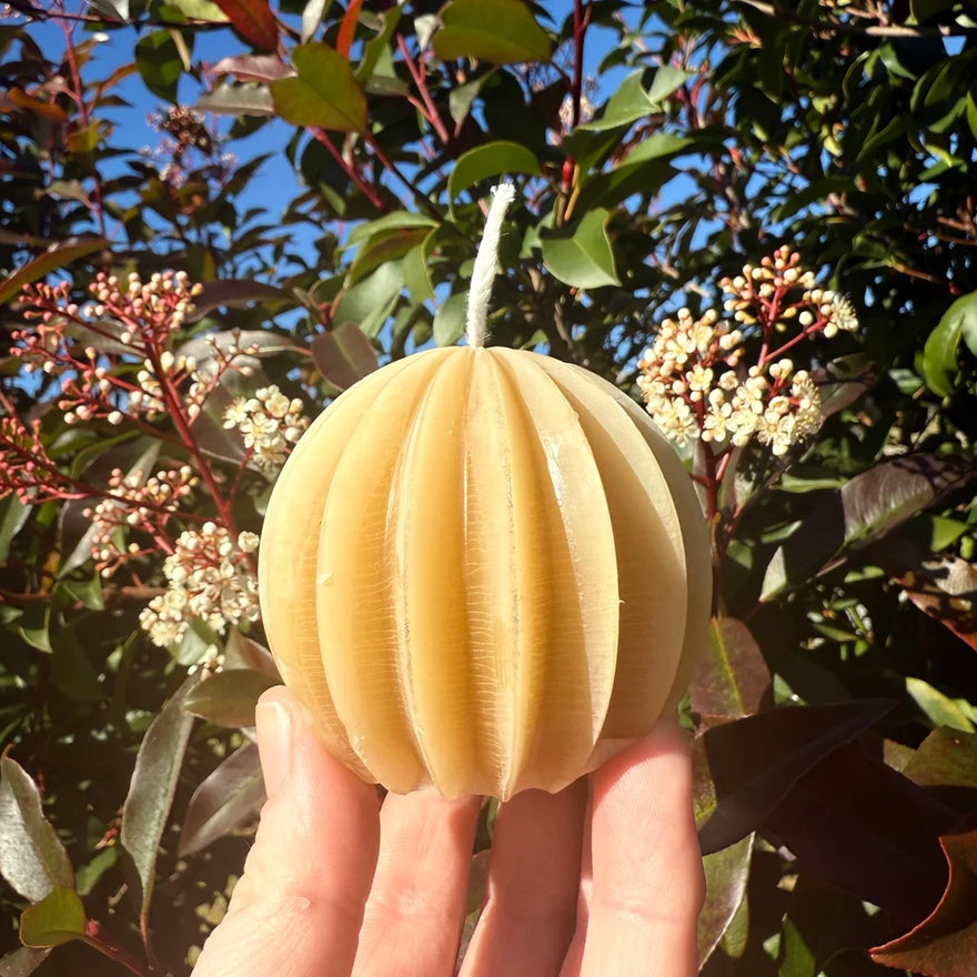 Fluted Beeswax Globe Candle