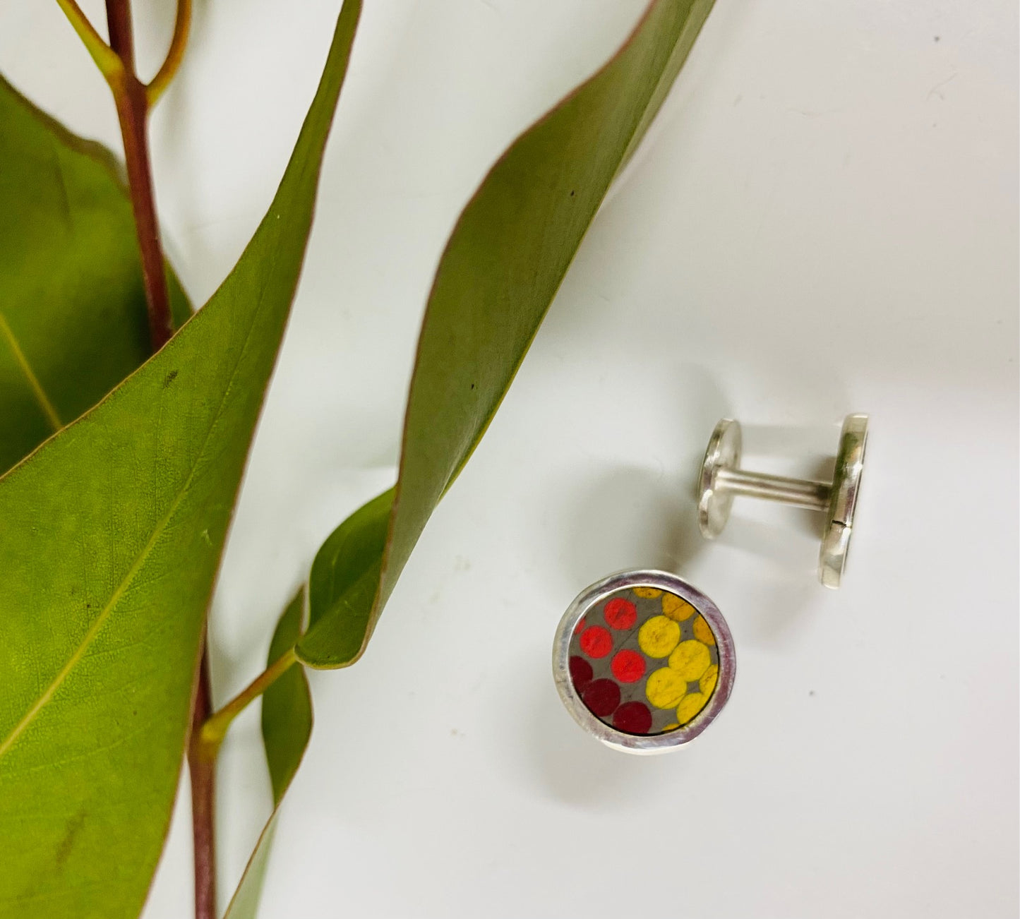 Sterling Silver and Vintage Lino Cufflinks by Richard Moon Wearable Silver & Silverware