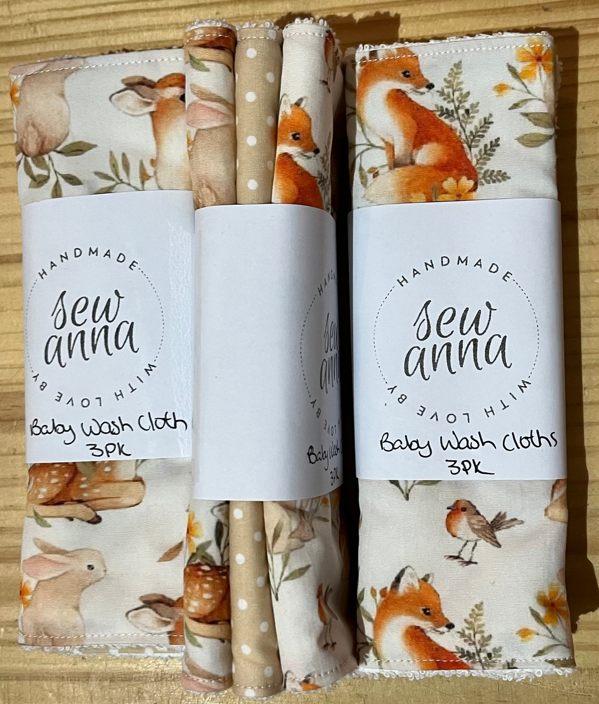 Baby wash cloth 3 pack by Sew Anna