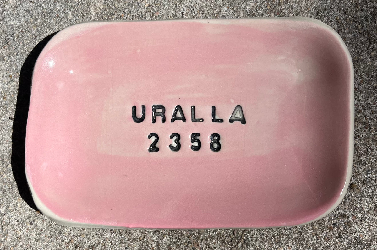 Late Night Pottery Rectangle Trinket dish with Uralla + postcode
