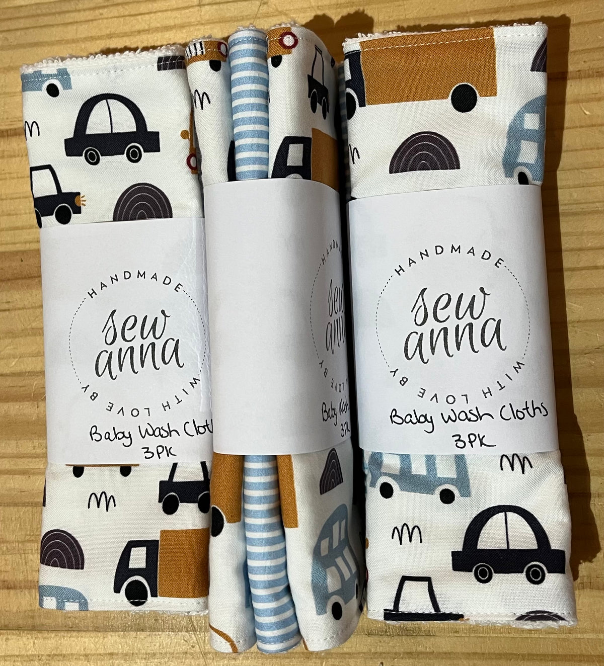 Baby wash cloth 3 pack by Sew Anna