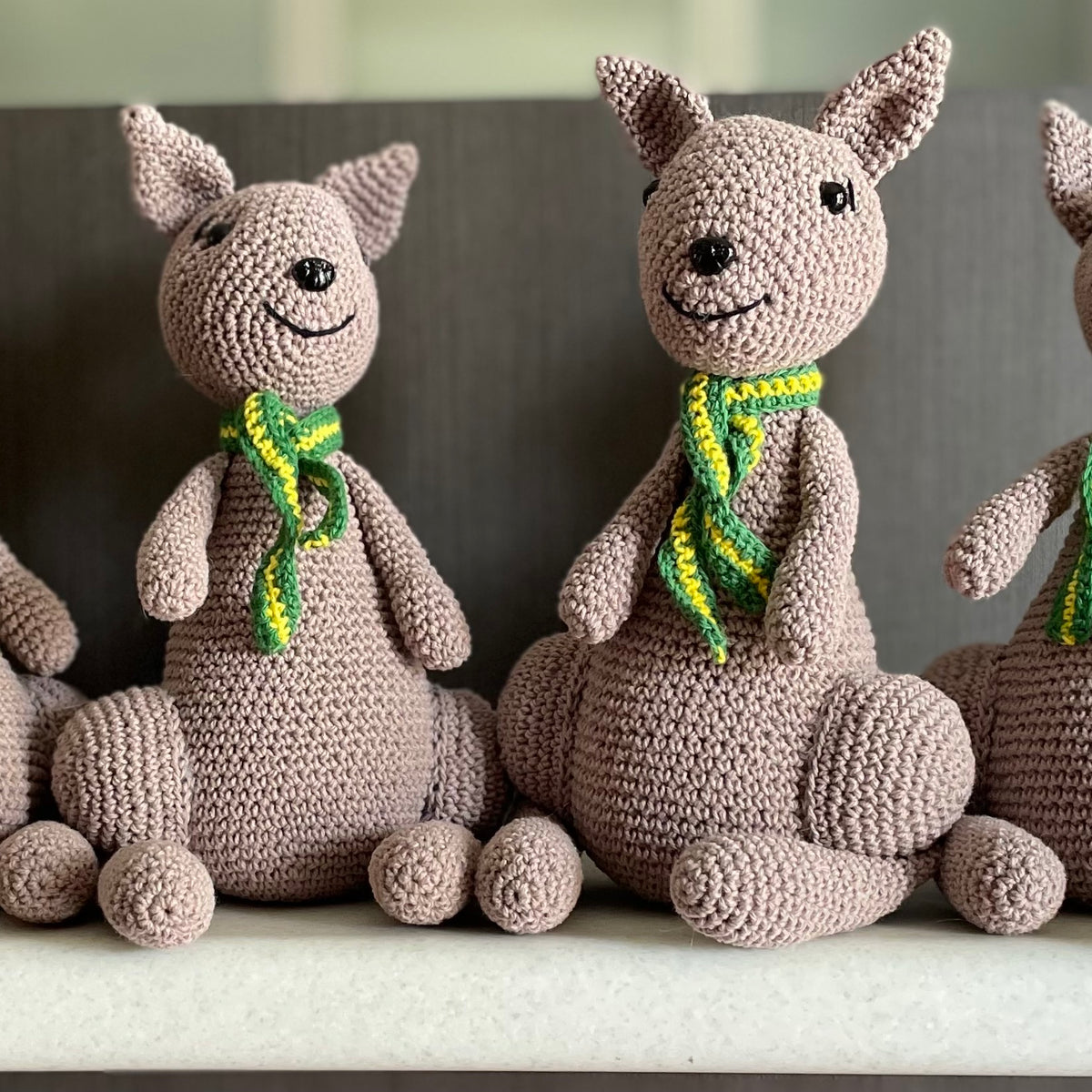 Kangaroo with Green and Gold Scarf