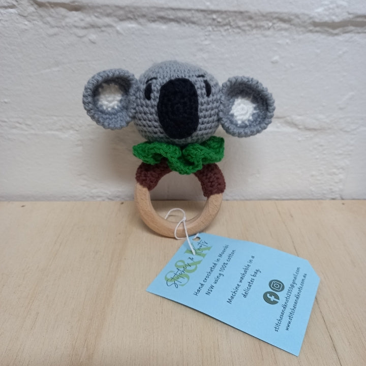 Ring Rattles with Crochet Animal