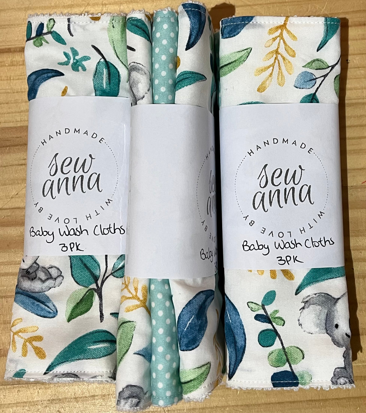 Baby wash cloth 3 pack by Sew Anna