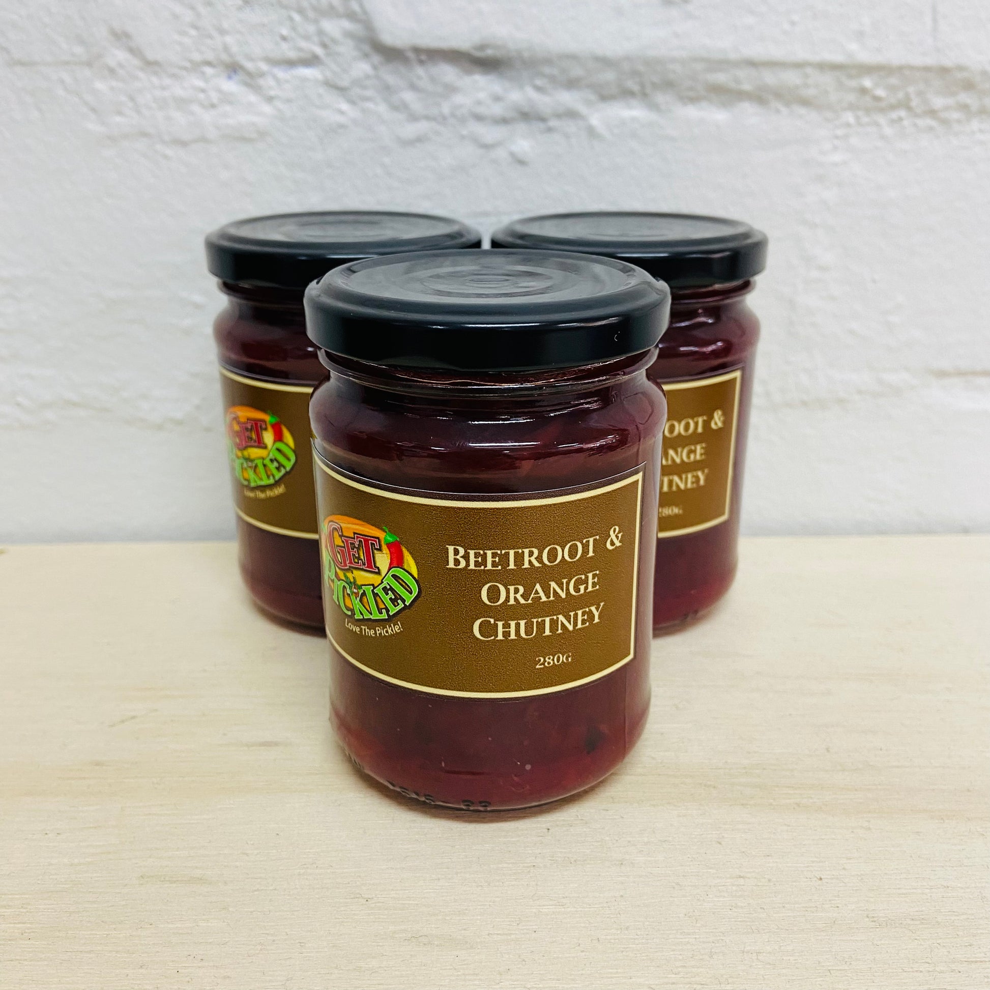 beetroot and orange chutney jars