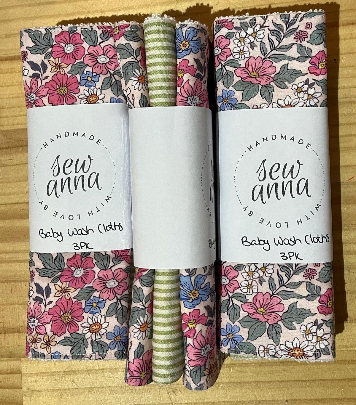 Baby wash cloth 3 pack by Sew Anna