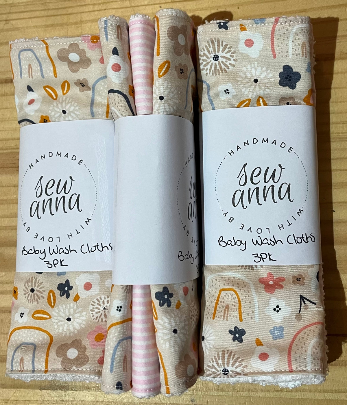 Baby wash cloth 3 pack by Sew Anna
