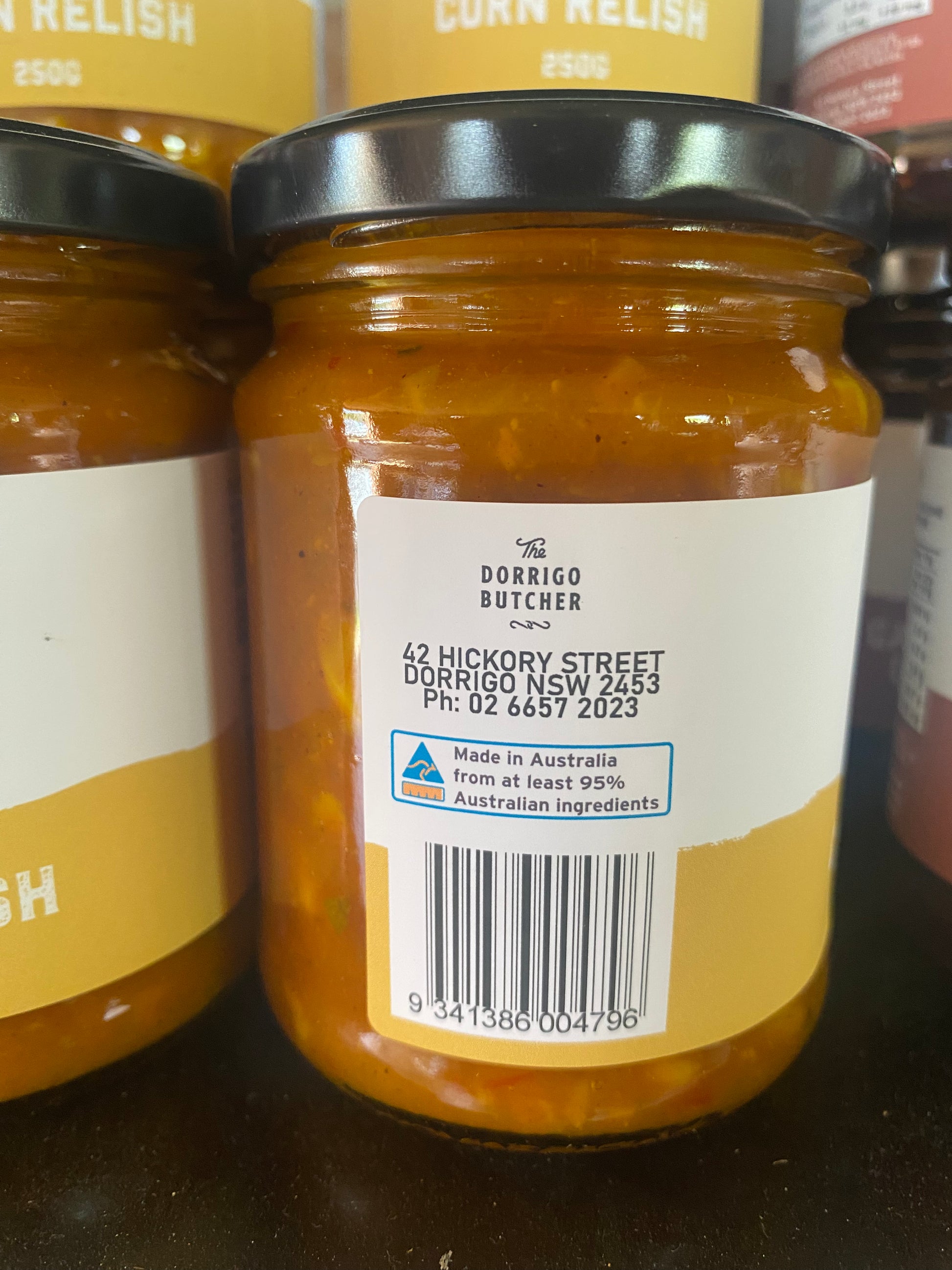 Corn Relish Australian Made label