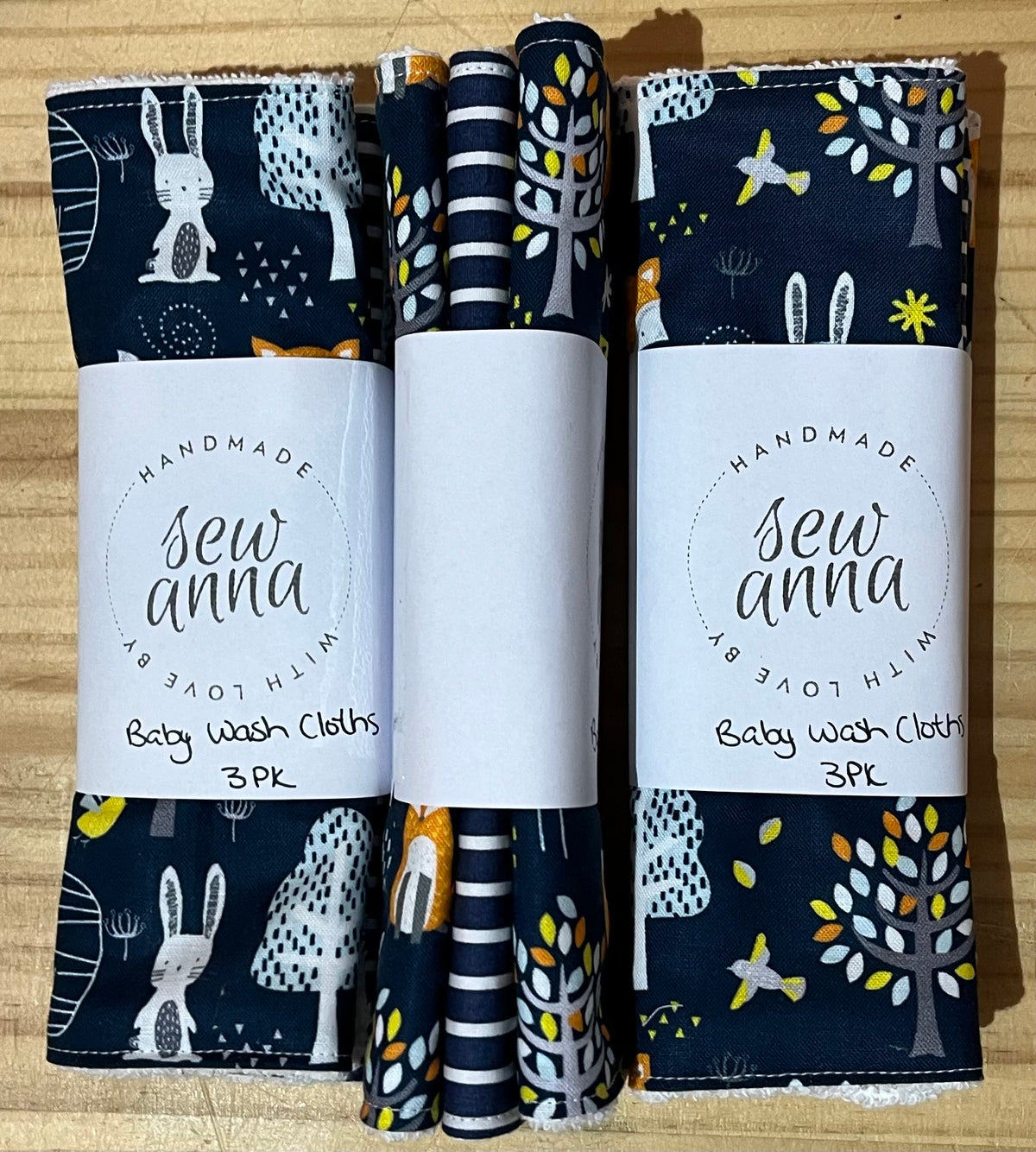 Baby wash cloth 3 pack by Sew Anna