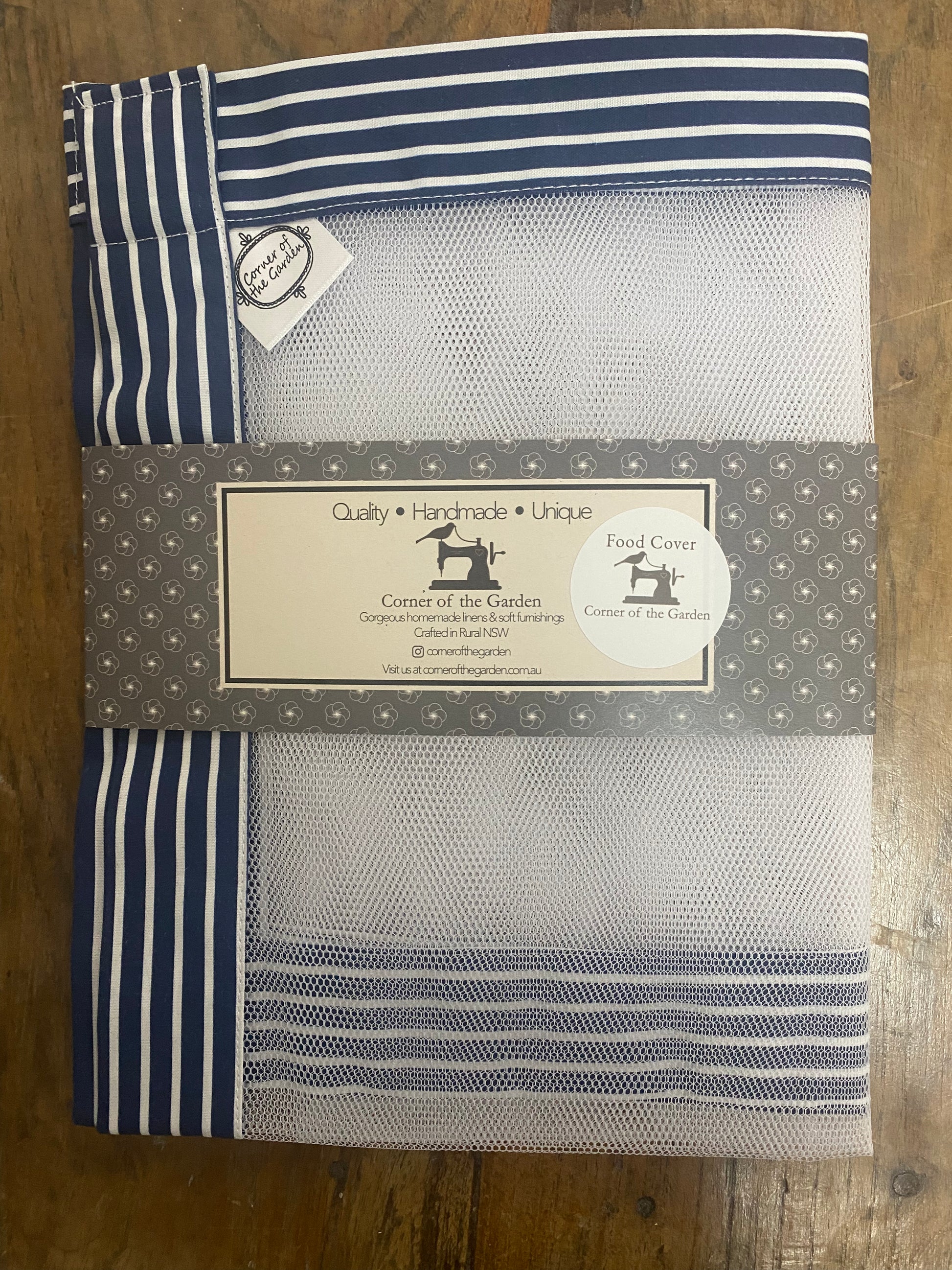 Food Cover Blue White Stripe