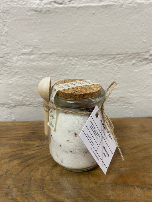 Bath Milk in Glass Jar with Timber Scoop 110g by Aurelia’s Farm