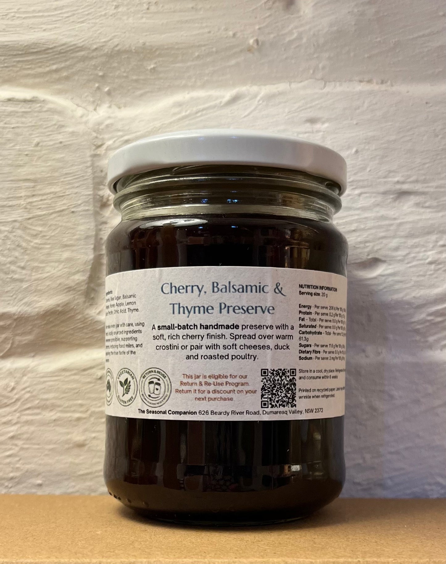 Cherry, Balsamic & Thyme Preserve 250ml by The Seasonal Companion