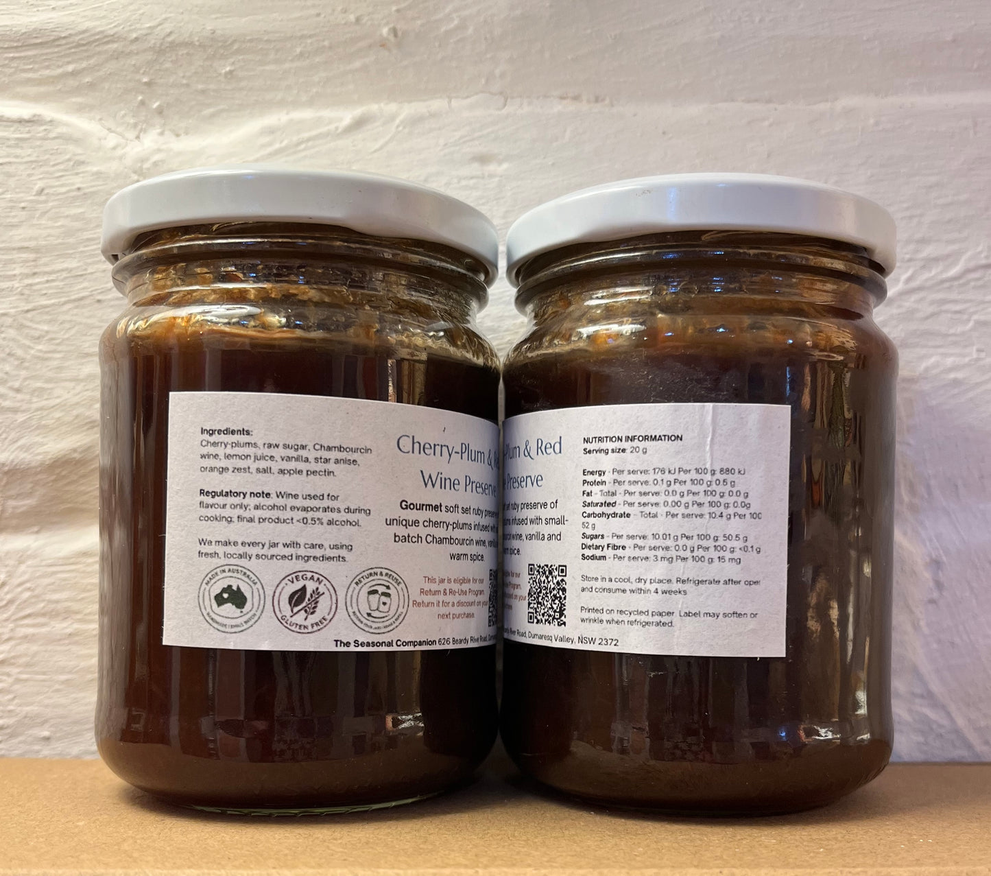 Cherry-Plum & Red Wine Preserve 250ml by The Seasonal Companion
