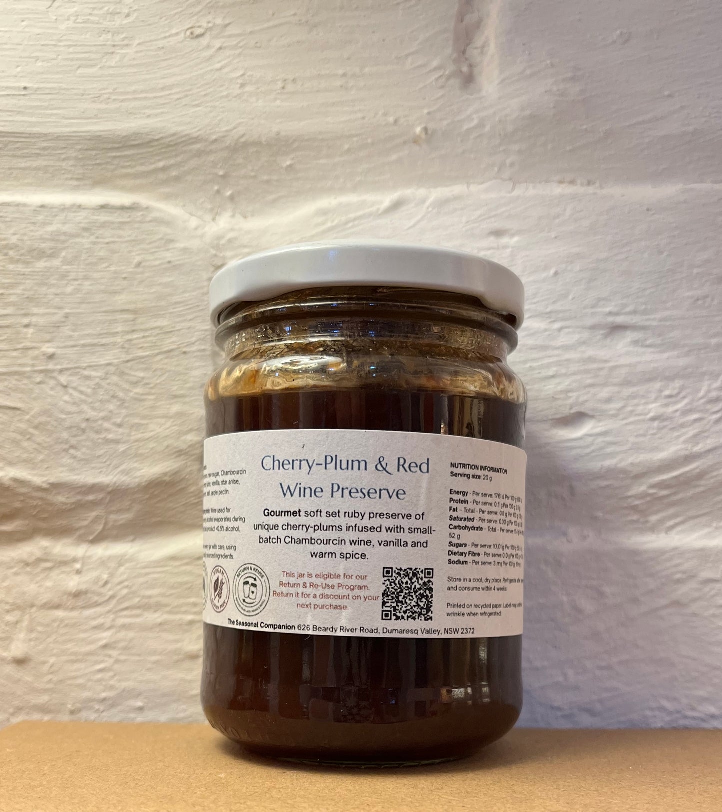 Cherry-Plum & Red Wine Preserve 250ml by The Seasonal Companion