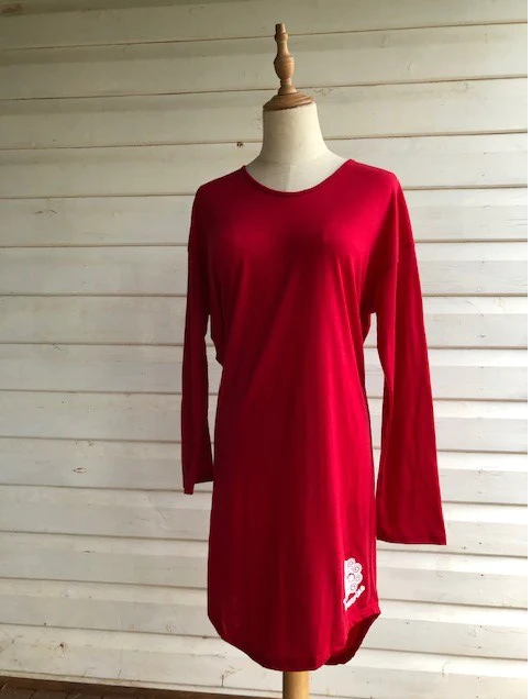 Sleepy Merino Ladies Long Sleeve Sleepshirt - Red