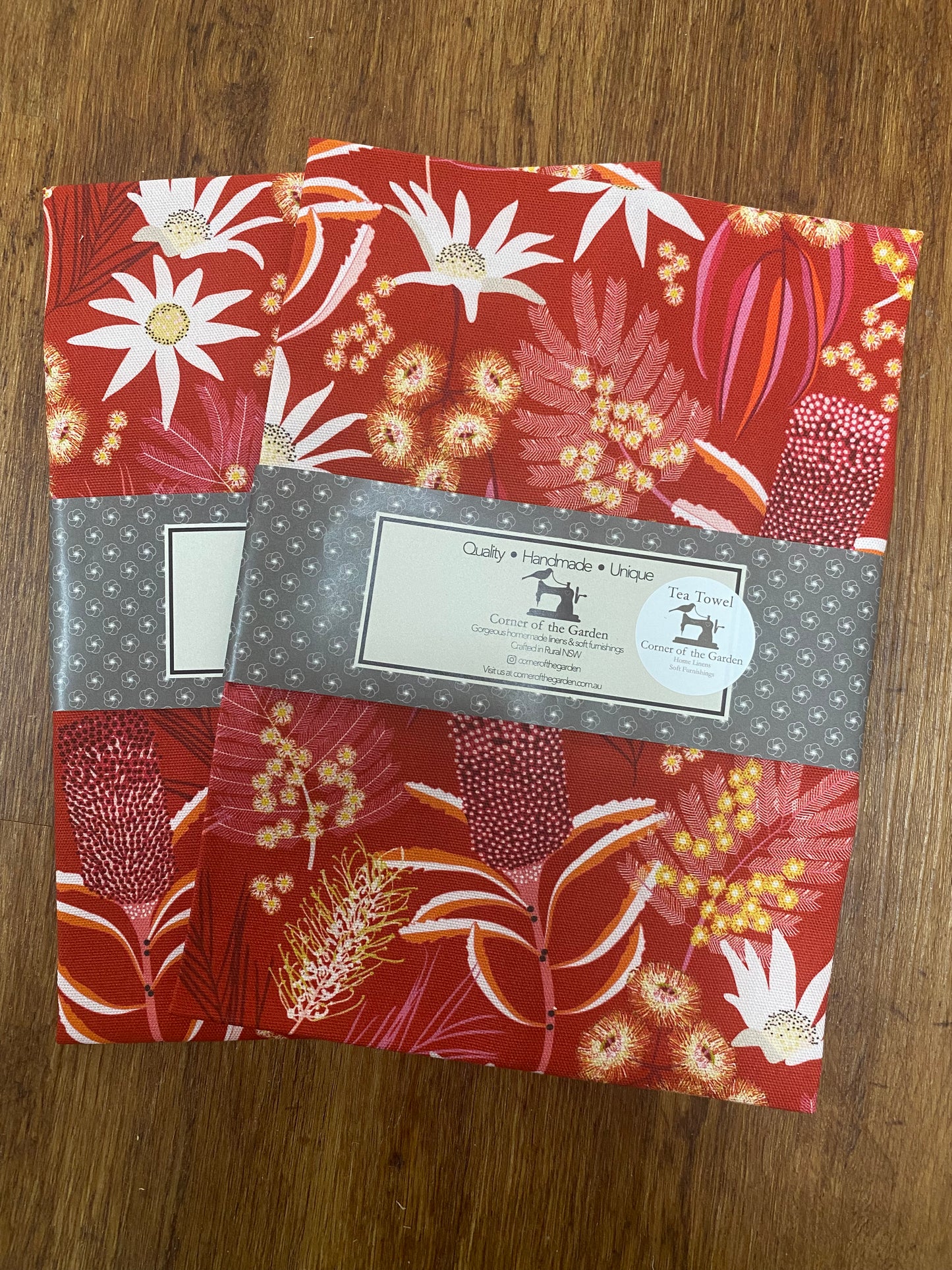 Tea Towel Red Floral