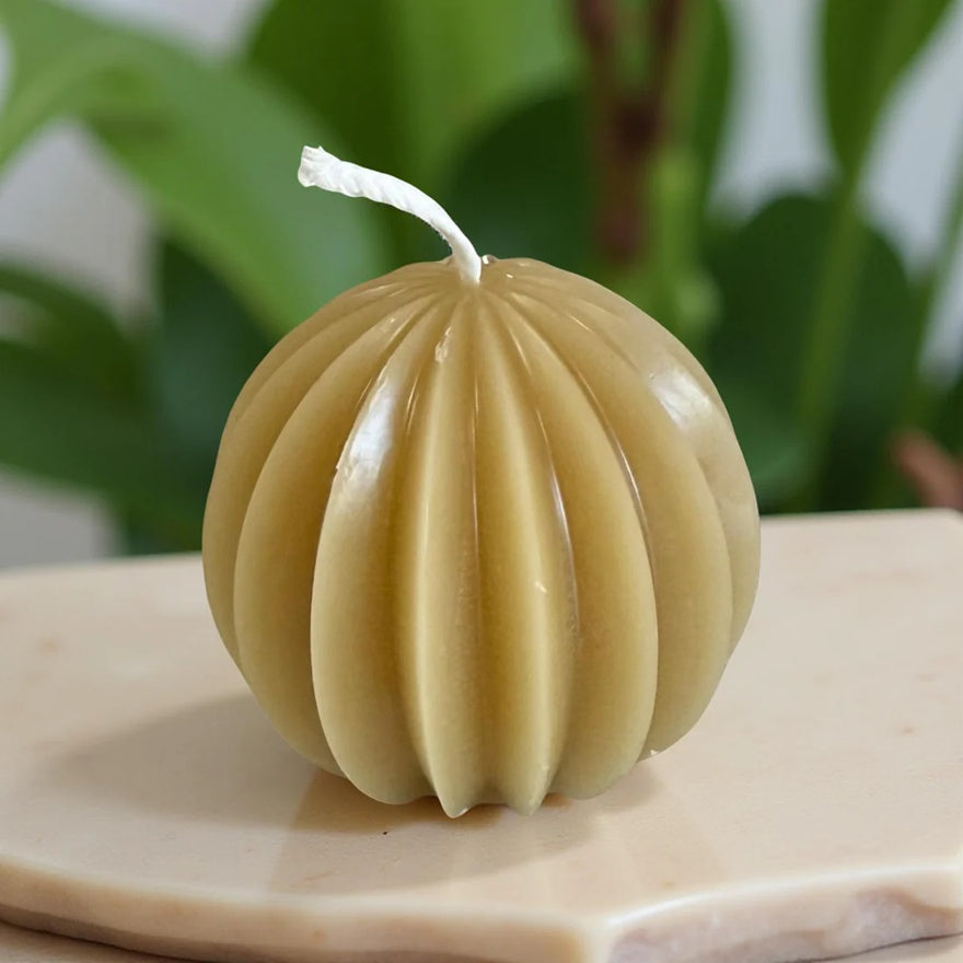 Fluted Beeswax Globe Candle