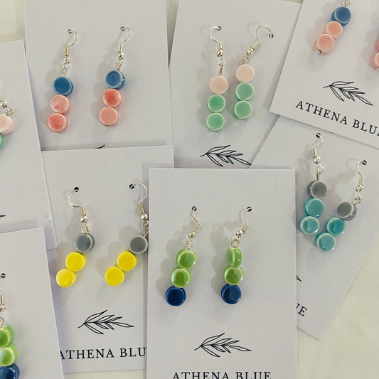 Circle Drop Earrings by Athena Blue