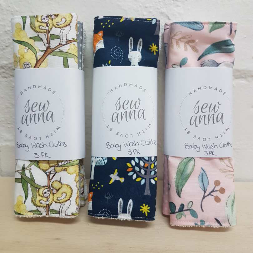 Baby wash cloth 3 pack by Sew Anna