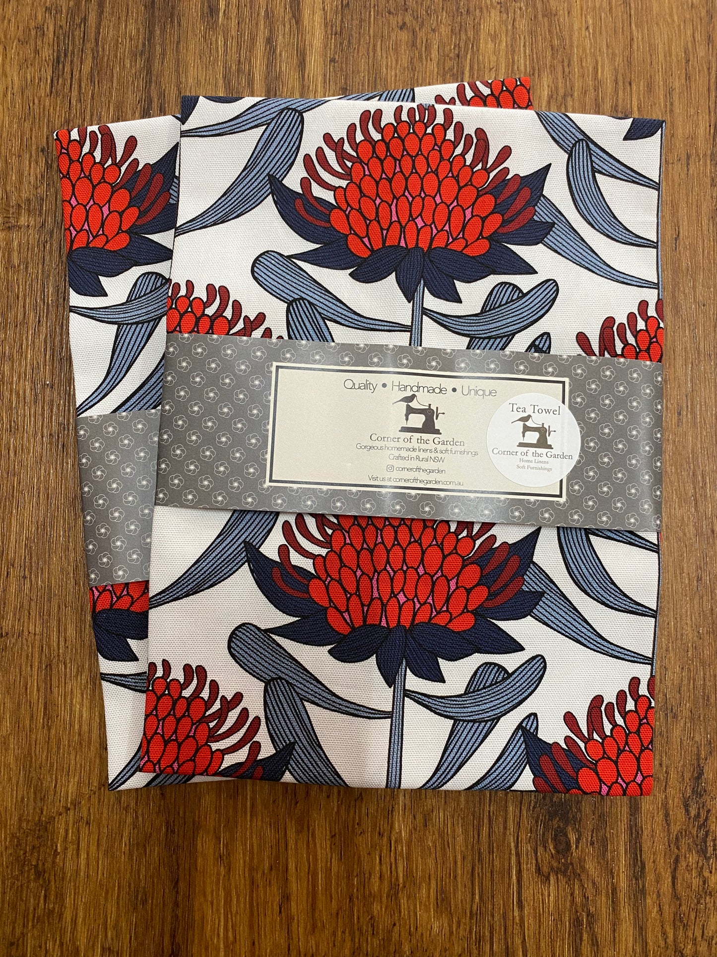 Tea Towel Waratah Red